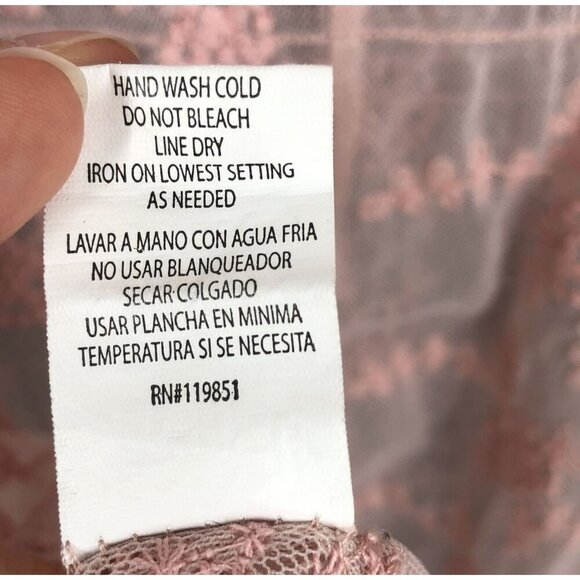 HeartSoul Womens Sheer Lace Mesh Boho Chic Blouse 2X Petal Pink Bohemian Coastal - Picture 6 of 8